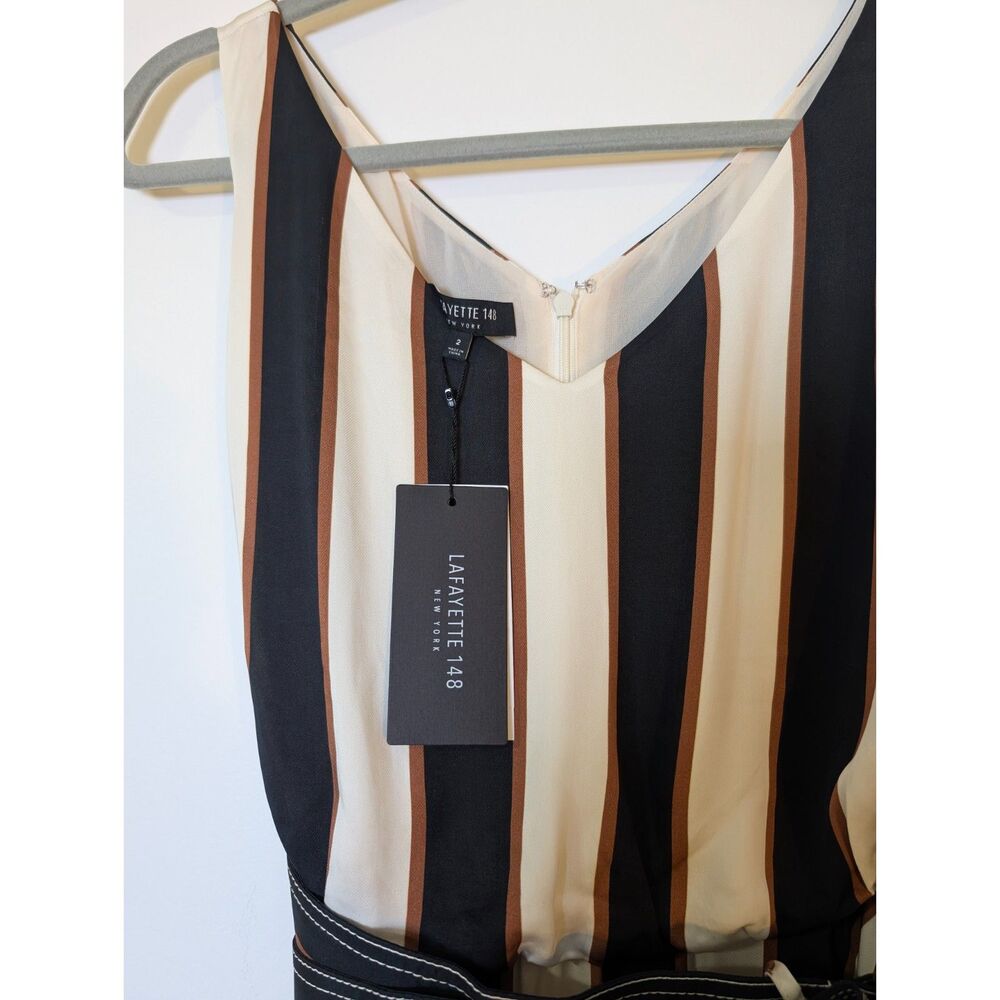 Lafayette 148 New York Striped Maxi Dress Size 2 Belted Sleeveless Viscose NWT - Picture 6 of 10